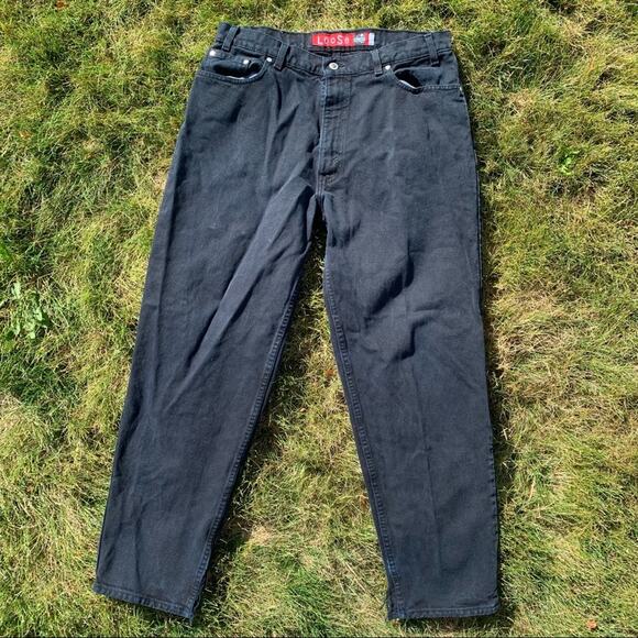 Vintage 90s Levis Silvertab Loose Fit Black Jeans 35" WAIST - Picture 1 of 5